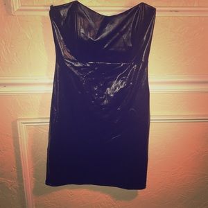 Leather mini strapless Dress